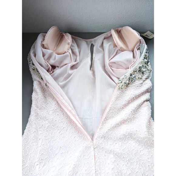 NOS Jennifer Evening Gown MED Pink Midi Silk Bead‎ Sequin Keyhole Barbicore Glam - Picture 10 of 16